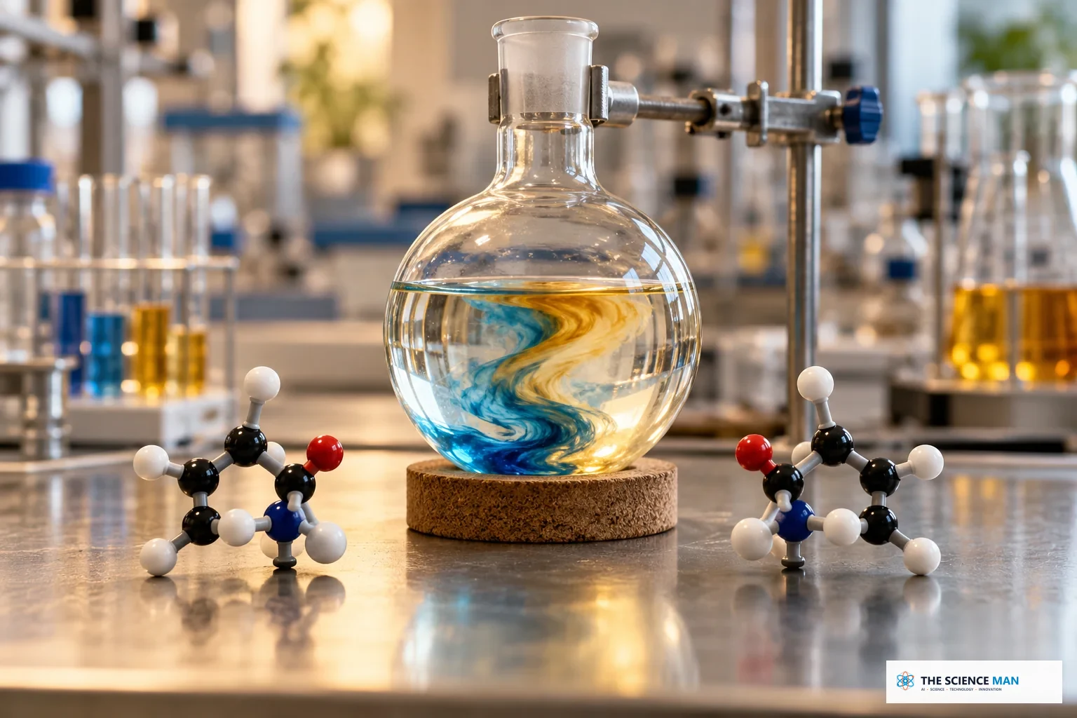 Conceptual reaction vessel with a reinforcing molecular cycle.